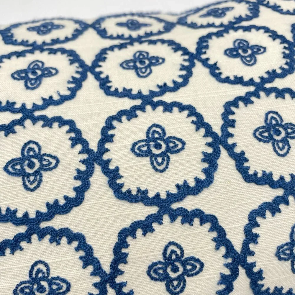 Decorative Cushion Embroidered Pillow Blue White Pattern Home Decor‎ Living Room